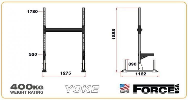 Комбинирана професионална стойка Yoke & Squat Stand Combo-размери