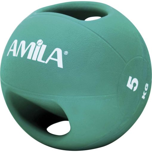 Медицинска топка с ръкохватки-зелена