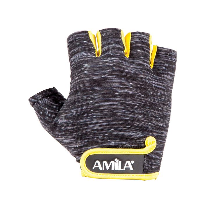 Ръкавици за вдигане на тежести от текстил-жълта