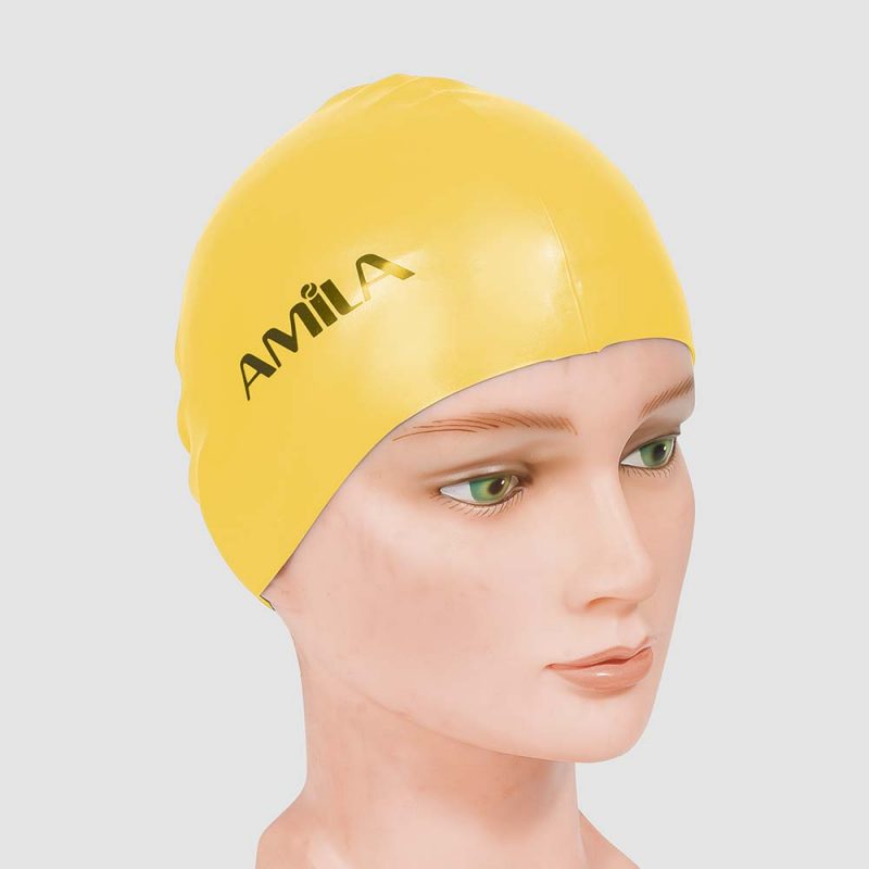 Силиконова шапка за плуване-жълта