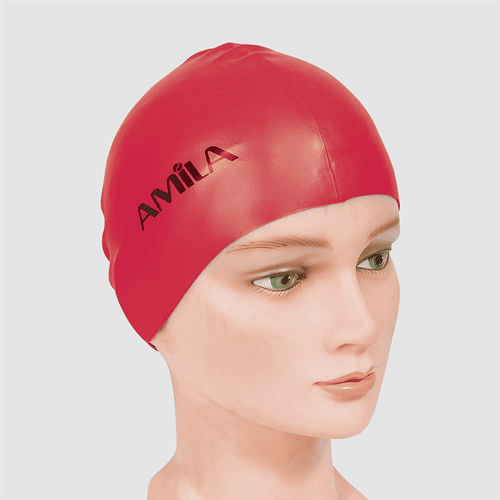 Силиконова шапка за плуване-червена